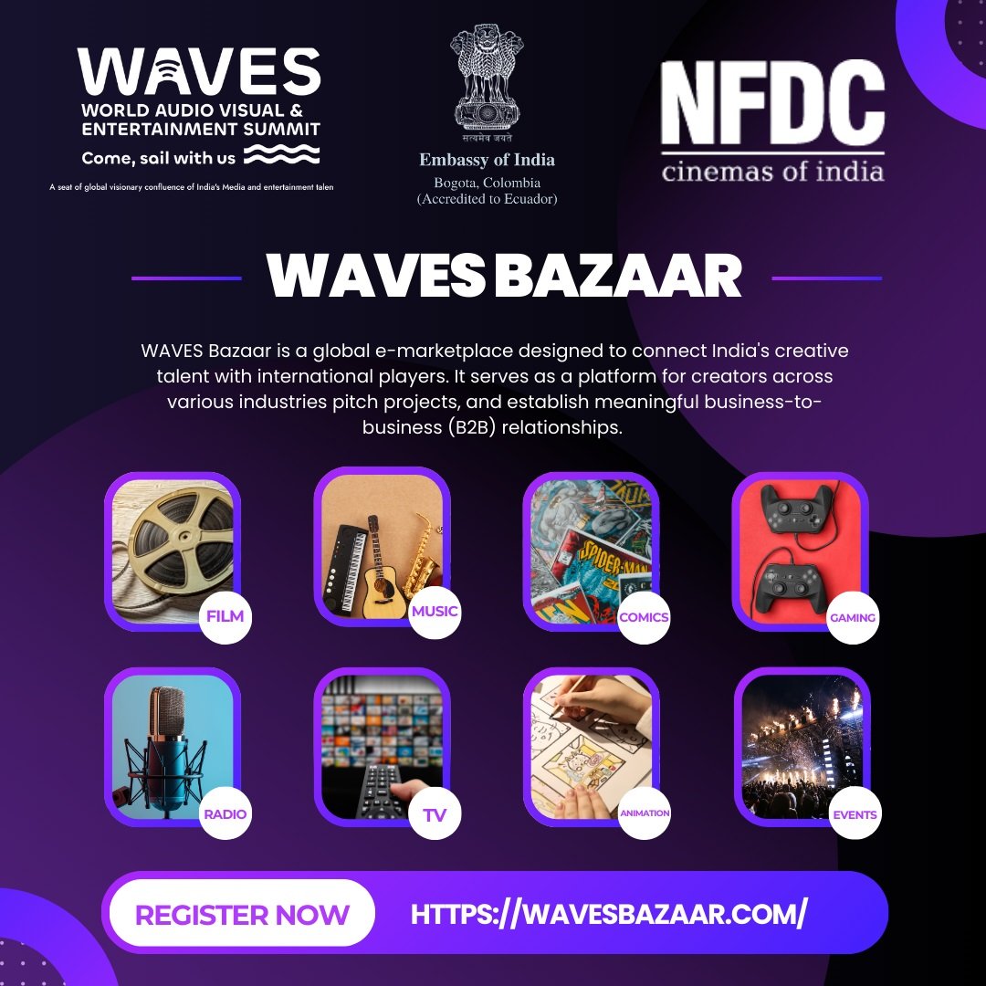 WAVES Bazaar is a global e-marketplace designed to connect India's creative talent with international players