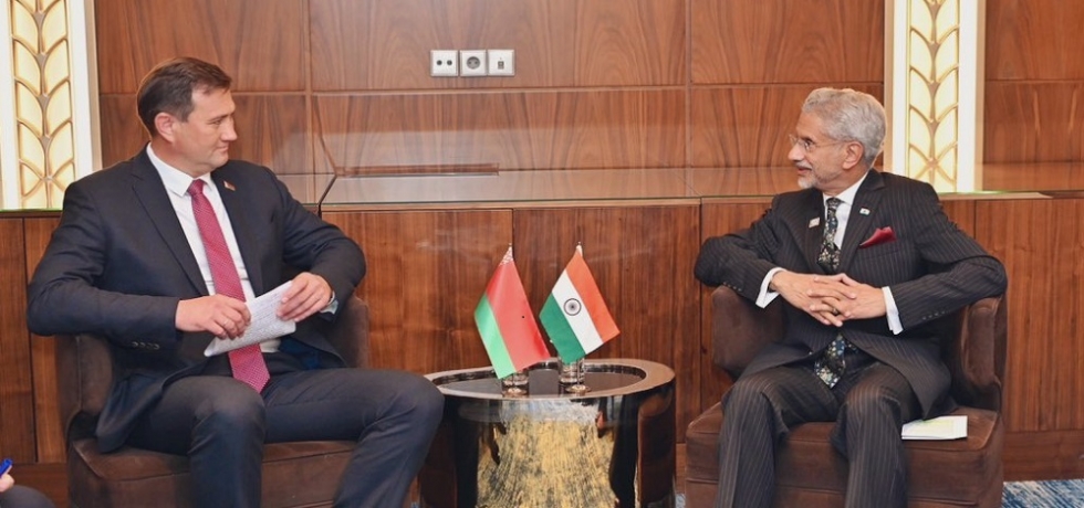 The Foreign Minister of Belarus, H.E. Maksim Ryzhenkov met the External Affairs Minister of India, Dr. S. Jaishankar on 3 July 2024 in Astana, Kazakhstan on the sidelines of the Shanghai Cooperation Organisation (SCO) Summit.